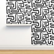 Tribal Abstract Maze Monochrome Half-Drop (Large) 