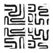 Tribal Abstract Maze Monochrome Half-Drop (Large) 