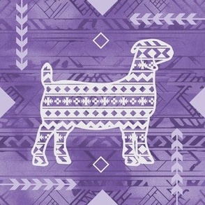 Boer Goat - Boho - Southwestern Native American Pattern - Medium Purple and Light Purple