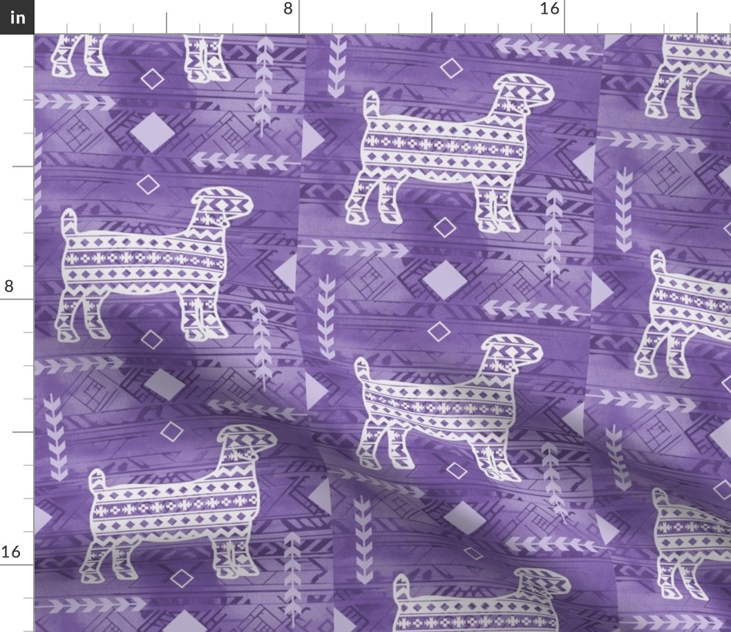 Boer Goat - Boho - Southwestern Native American Pattern - Medium Purple and Light Purple