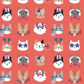 4th of July Cats on red - 1 inch