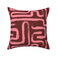 Tribal Abstract Maze Fired Brick and Conch Shell Half-Drop (Large) 