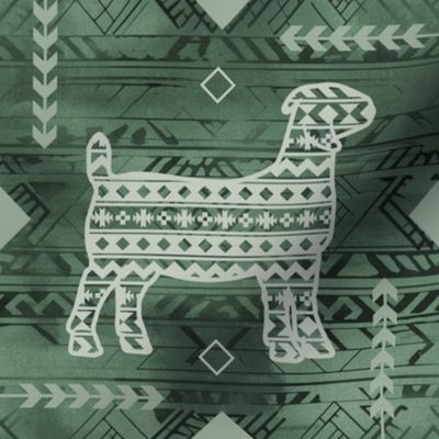 Boer Goat - Boho - Southwestern Native American Pattern - Sage Green