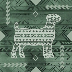 Boer Goat - Boho - Southwestern Native American Pattern - Sage Green