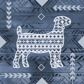 Boer Goat - Boho - Southwestern Native American Pattern - Slate Blue