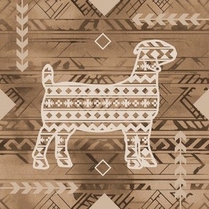 Boer Goat - Geometric Southwestern Native American Pattern - Browns and Tan