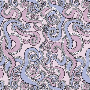 (M) Tentacoli! Pastel Pink Blue Tentacles Octopus Tentacle 12x16 LeonardosCompass 14605438