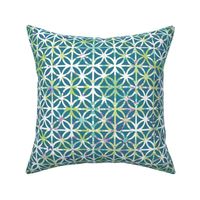 midcentury circle-square teal floral