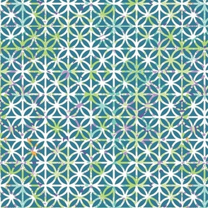 midcentury circle-square teal floral