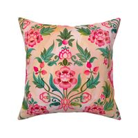 floral vintage damask brimstone rose pink //