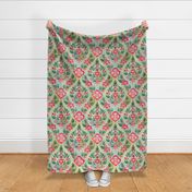 floral vintage damask brimstone mint pink //