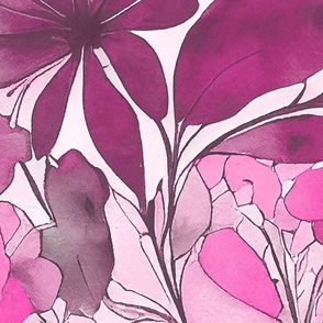 Whimsical Watercolor Flower Pattern In Bright Pink