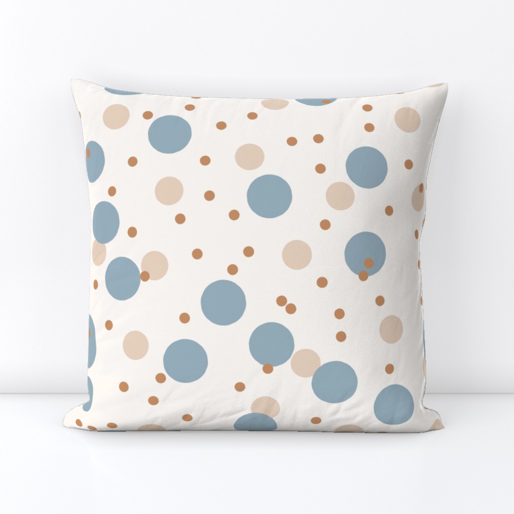 Beige Pale Blue Abstract Polka Dots