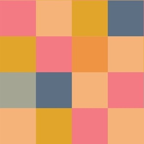 Orange Pink Colorful Vibrant Color Big Checkerboard