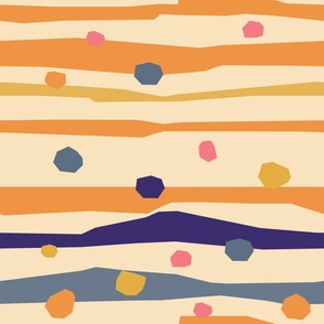 Yellow Orange Purple Abstract Geometric Horizontal with Dots