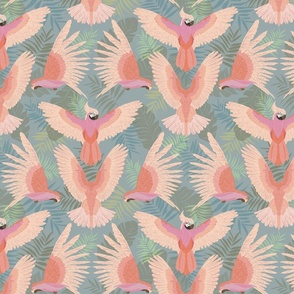 Pastel Tropical Parrots and Palm leafs_SMALL