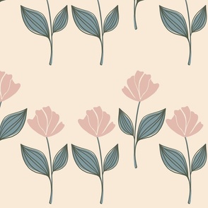 Coastal Florals Natural Pink  wallpaper