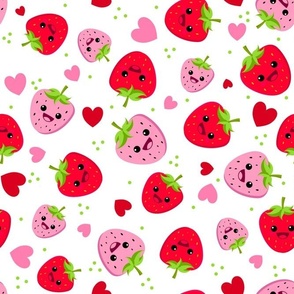 Large Scale Red and Pink Berry Sweet Kawaii Strawberries