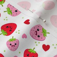 Medium Scale Red and Pink Berry Sweet Kawaii Strawberries
