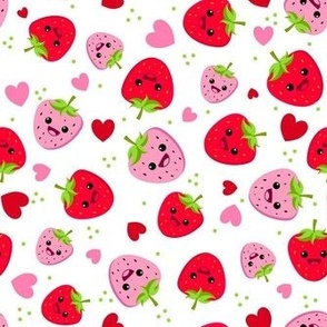 Medium Scale Red and Pink Berry Sweet Kawaii Strawberries