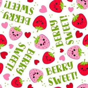Medium Scale Berry Sweet Red and Pink Kawaii Strawberries
