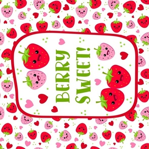 Large 27x18 Panel Berry Sweet Kawaii Strawberries for Wall Hanging or Tea Towel