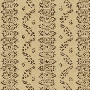 Ornate flourished stripes in sepia and beige
