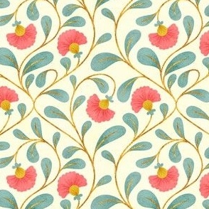 Arts and Crafts Movement Style Dolls House Wallpaper