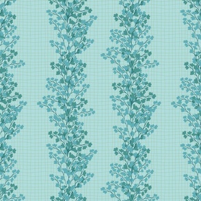 Leafy Plant Stripe-Timeless Aqua-Green and Pink Palette