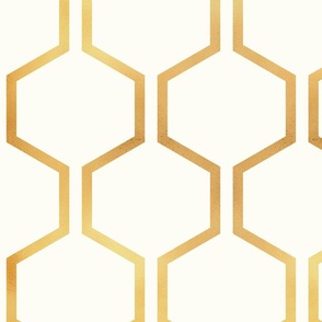 Large jumbo scale // Gold queen bee honeycomb // natural white background golden texture hexagon vertical lines 