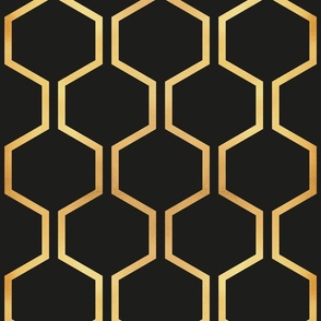 Normal scale // Gold queen bee honeycomb // black background golden texture hexagon vertical lines 