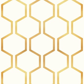 Normal scale // Gold queen bee honeycomb // natural white background golden texture hexagon vertical lines 