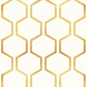 Small scale // Gold queen bee honeycomb // natural white background golden texture hexagon vertical lines 