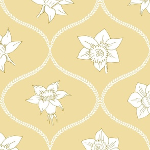 daffodil ogee on light yellow | large