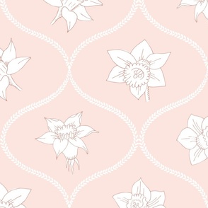 daffodil ogee on light pink | large