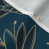 Deco Floral | MED Scale | Ocean Blue and Gold