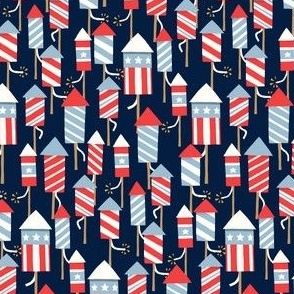 (small scale) fireworks - Stars and Stripes - navy - LAD23