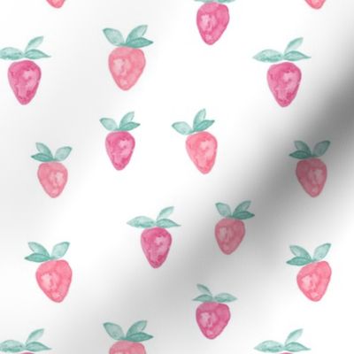 (1.5" scale) watercolor strawberries  C23