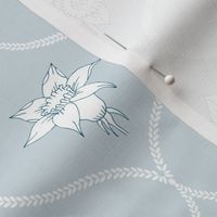 daffodil ogee on light blue | small