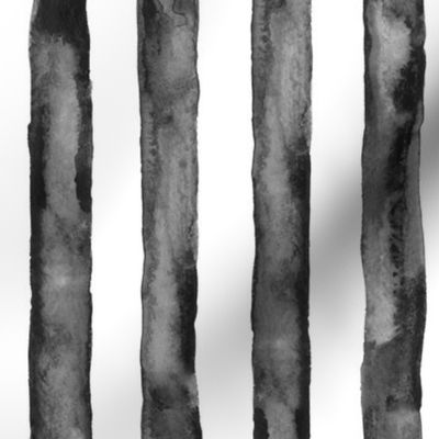 Watercolor stripe - 1" black and white  - vertical 