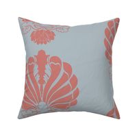 Large Scale Rococo Shells in Coral Pink