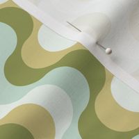Groovy funky sixties wallpaper - vertical retro swirls waves psychedelic boho design olive sage green mist