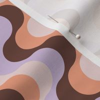 Groovy funky sixties wallpaper - vertical retro swirls waves psychedelic boho design lilac orange chocolate brown sand