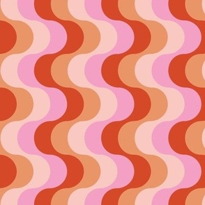 Groovy funky sixties wallpaper - vertical retro swirls waves psychedelic boho design orange pink peach blush  
