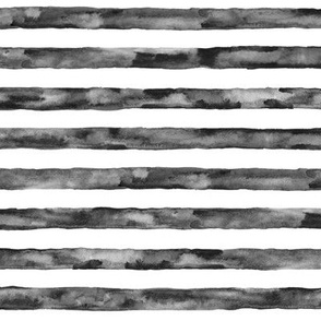 Watercolor stripe - 1/2" black and white  - horizontal