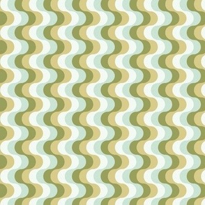 Groovy funky sixties wallpaper - vertical retro swirls waves psychedelic boho design olive sage green mist SMALL 