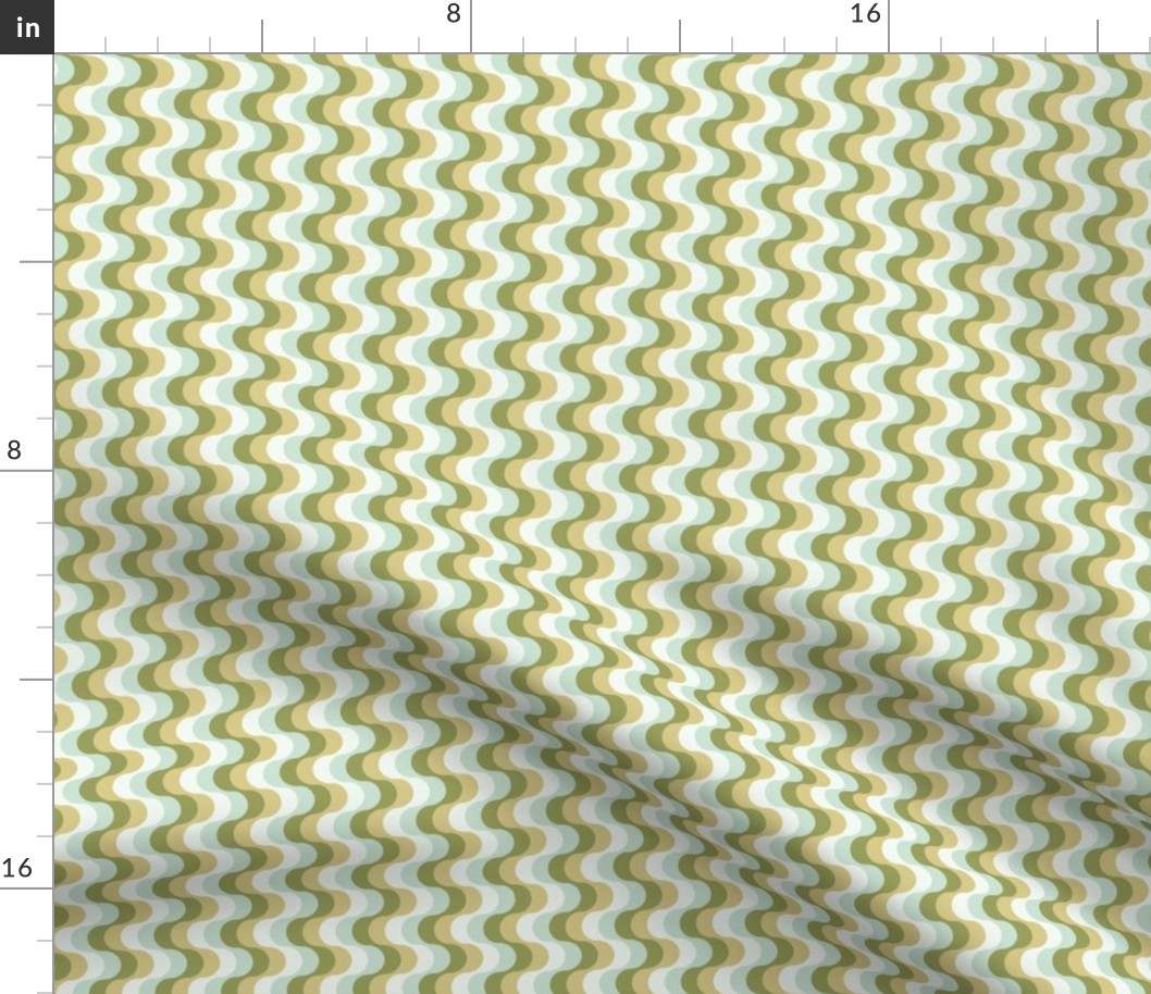 Groovy funky sixties wallpaper - vertical retro swirls waves psychedelic boho design olive sage green mist SMALL 