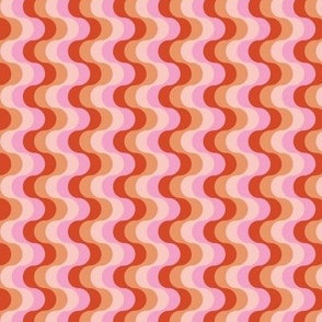 Groovy funky sixties wallpaper - vertical retro swirls waves psychedelic boho design orange pink peach blush SMALL 
