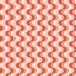 Groovy funky sixties wallpaper - vertical retro swirls waves psychedelic boho design pink orange red cream valentines palette SMALL 