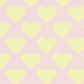 Yellow Hearts Pink Background